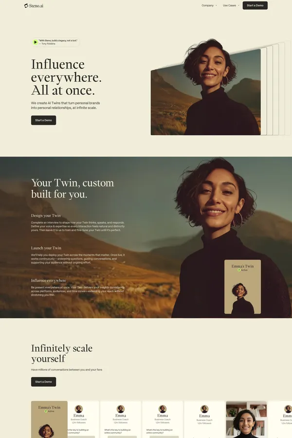 Steno.ai | AI Twins for brands and experts - Landing design inspiration