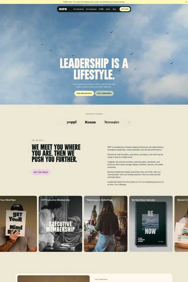 RIPE - Leadership Is a Lifestyle - Landing design inspiration