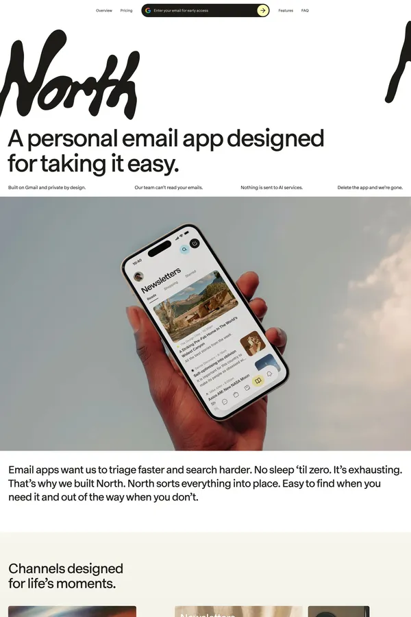 North - Email, for life - Landing design inspiration