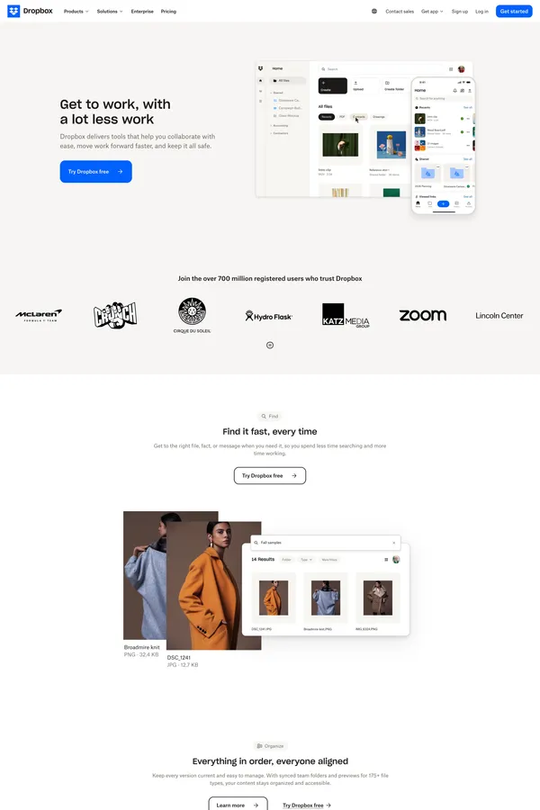 Dropbox: Secure cloud storage, file sharing, and more - Landing design inspiration