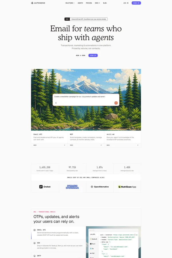 AutoSend: Email for Developers and Marketers - Landing design inspiration
