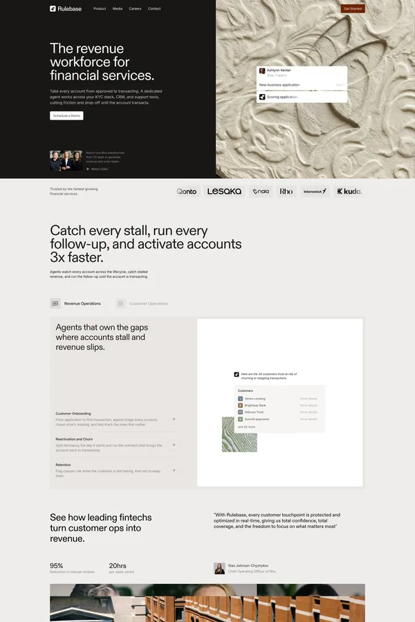 Rulebase — Revenue workforce for financial services - Landing design inspiration