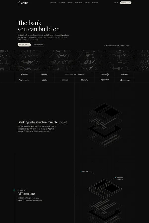 Griffin - The bank you can build on - Landing design inspiration