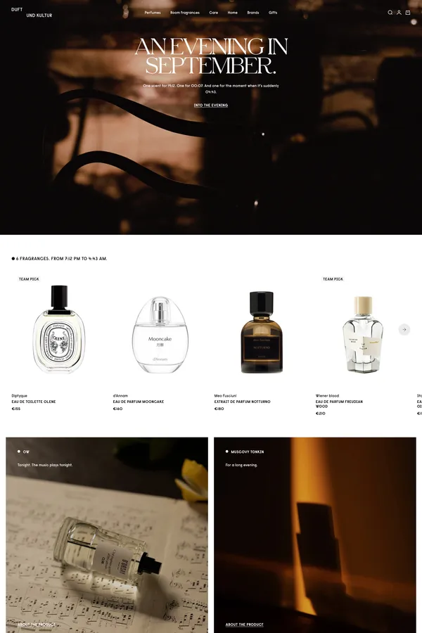 DUFT UND KULTUR – Nischendüfte, Raumdüfte & Luxusduftkerzen - Ecommerce design inspiration