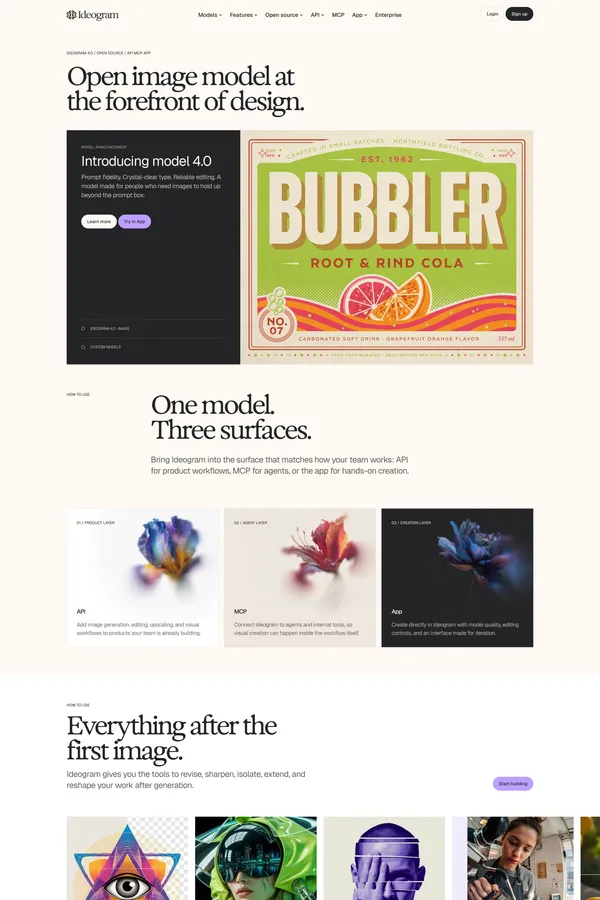 Ideogram 4.0 — The open model for visual intelligence - Landing design inspiration