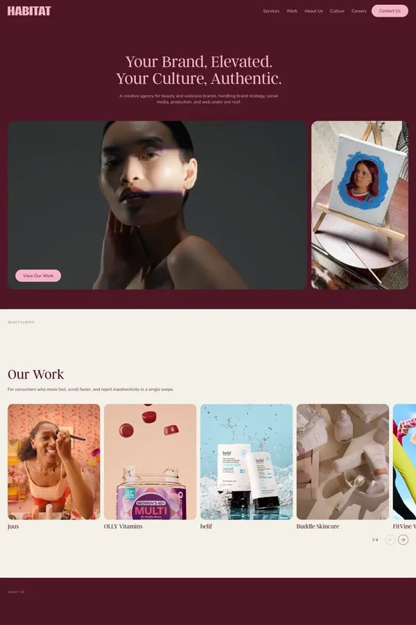 Agency Habitat | We Build Brands for Culture & Commerce - Portfolio design inspiration