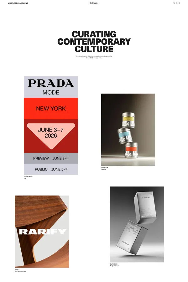 On Display – Museum Department - Portfolio design inspiration