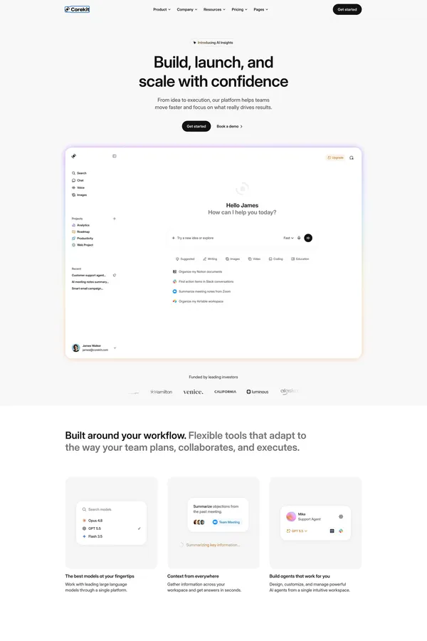 Corekit - AI SaaS Startup Template - website design inspiration