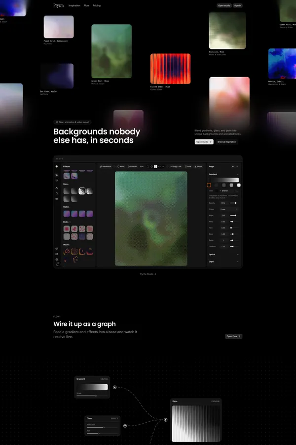 Pryzm | Background & Visual Studio for Designers - Landing design inspiration