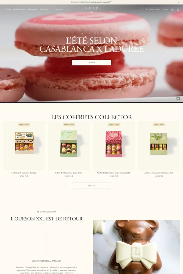 Maison Ladurée Paris - Macarons, Pâtisseries & Coffrets Cadeaux - Ecommerce design inspiration