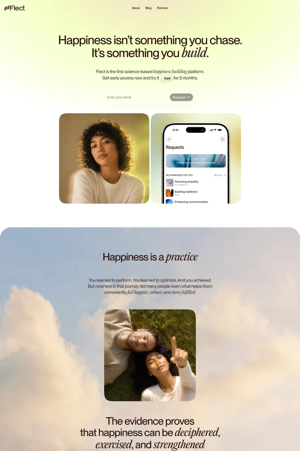 Flect — Build your happiness - Landing design inspiration