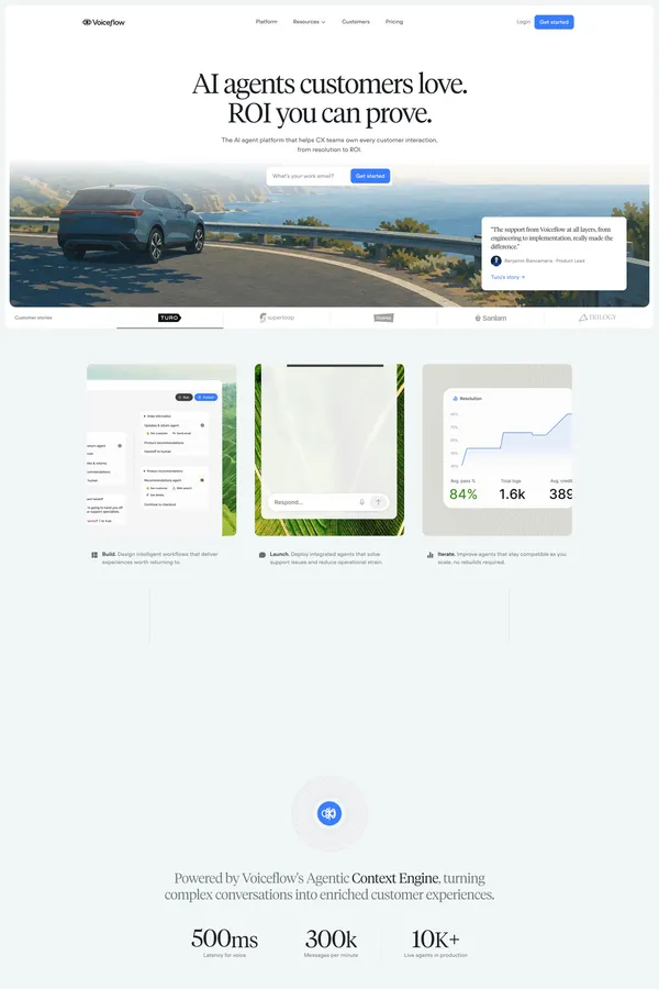 Voiceflow | Enterprise Conversational AI Platform & Voice AI - Landing design inspiration