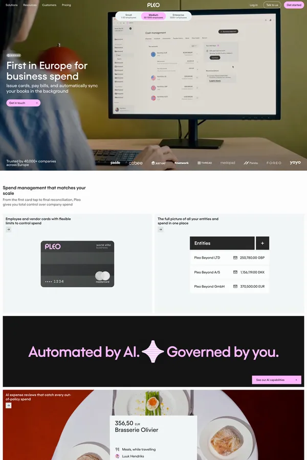 Smarter spending for your business - Pleo - Landing design inspiration