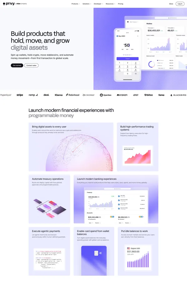 Privy - Digital asset infrastructure for global financial products - Landing design inspiration