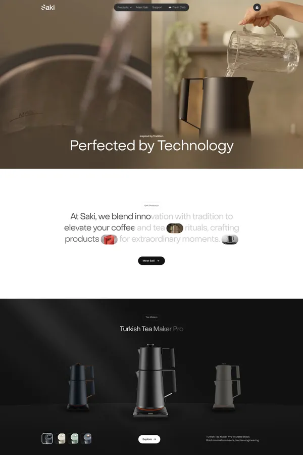 Smart Small Kitchen Appliances | Saki - Ecommerce design inspiration