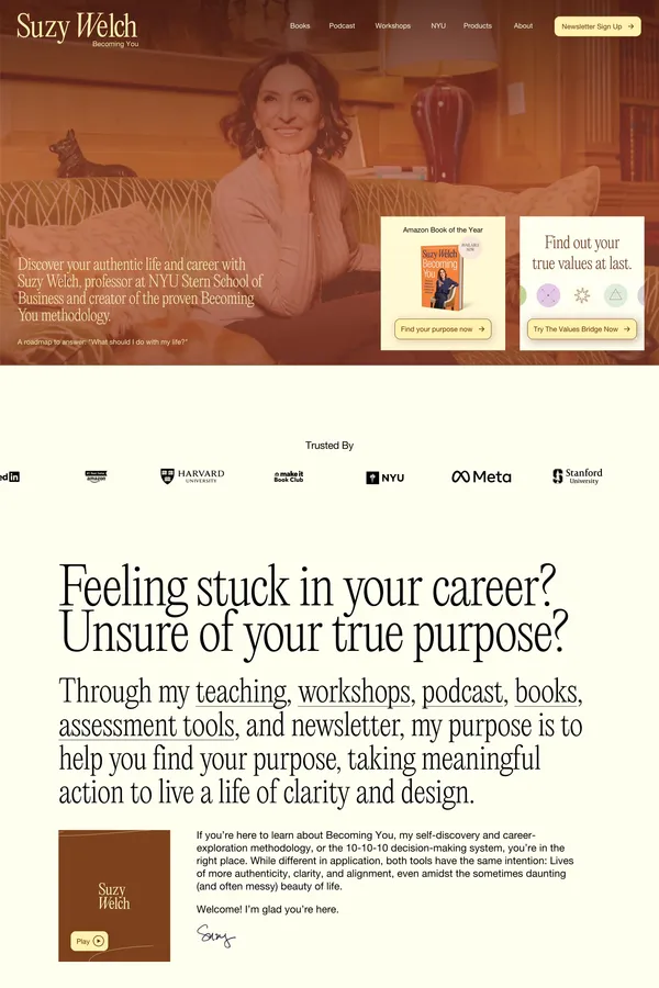 Suzy Welch - Landing design inspiration
