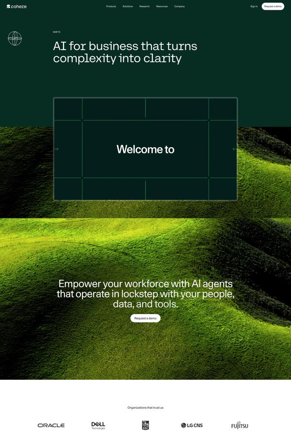 North: The AI Platform Where Work Flows | Cohere - Landing design inspiration