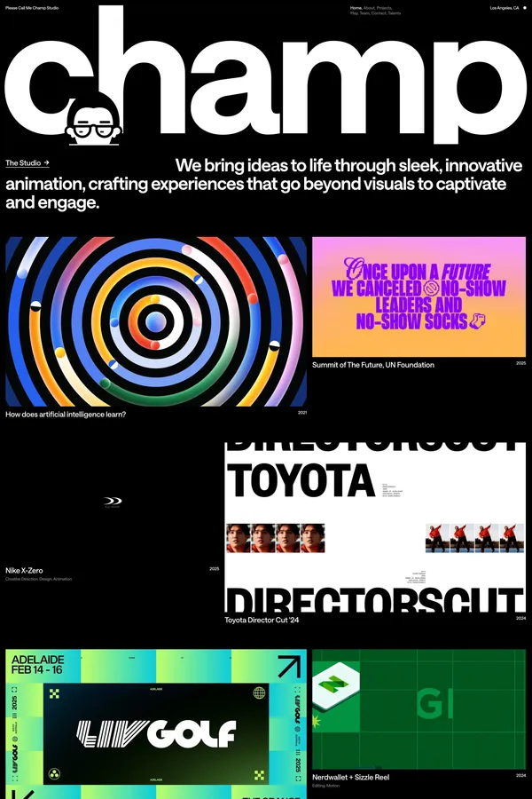 Motion Designer — Please Call Me Champ Studio - Portfolio design inspiration