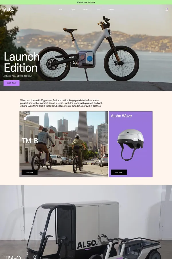 ALSO - Introducing Transcendent Mobility - Landing design inspiration