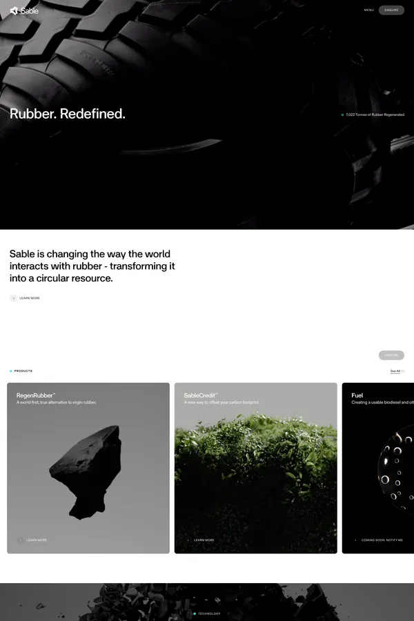 Rubber. Redefined. | Sable - Landing design inspiration