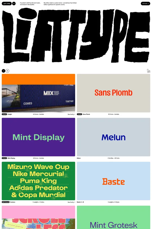 Lift Type — A french digital type foundry - Portfolio design inspiration
