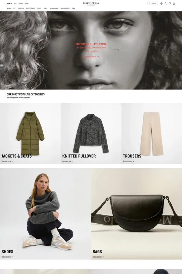 Marc O'Polo Online Shop - Ecommerce design inspiration