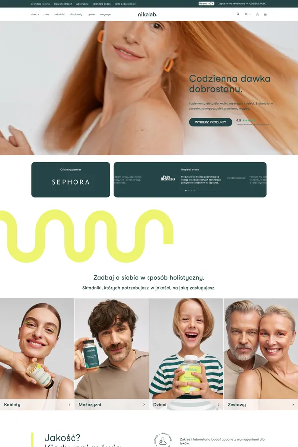 Z dbałości o zdrowie, wygląd i samopoczucie | nikalab - Ecommerce design inspiration