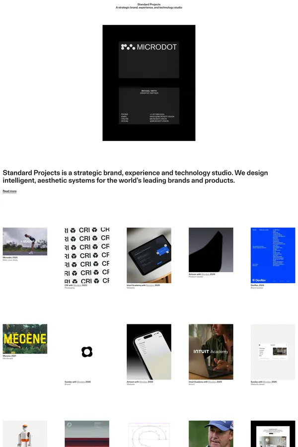 Standard Projects - A strategic brand, experience, and technology studio - Portfolio design inspiration