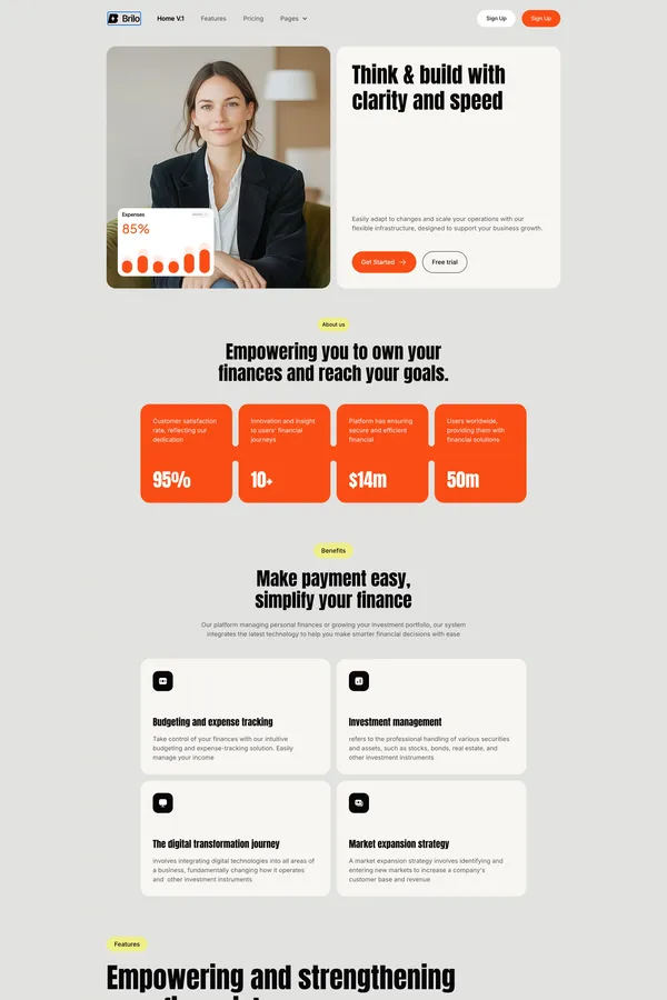 Brilo - Webflow HTML website template - Template design inspiration