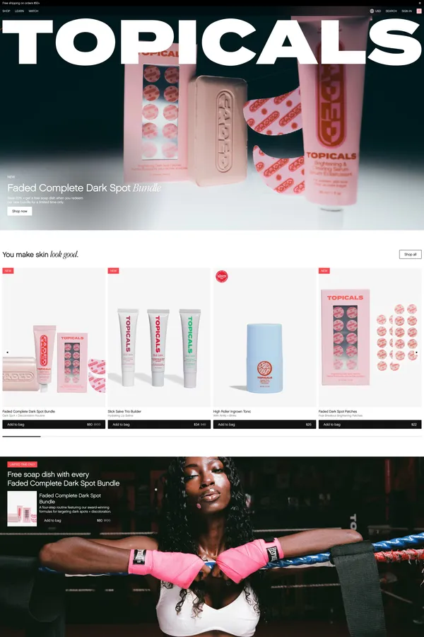 Topicals | Skincare for Flare-Ups - Ecommerce design inspiration