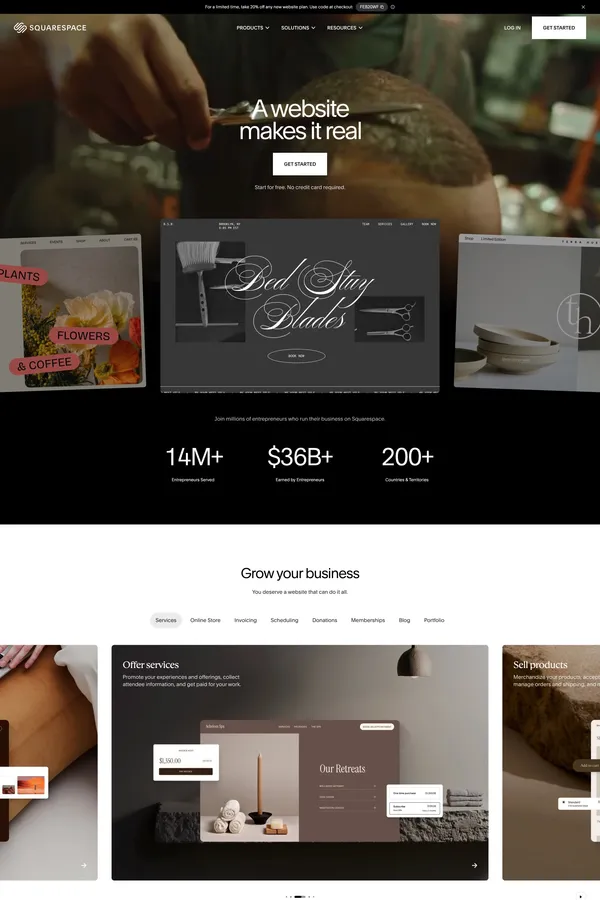 Website Builder – Easily Create Your Own Website — Squarespace - Landing design inspiration