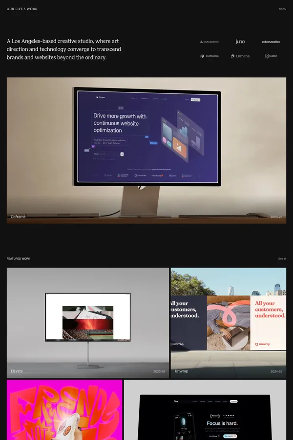 Our Life's Work ® – Global design studio for brands & websites - Portfolio design inspiration