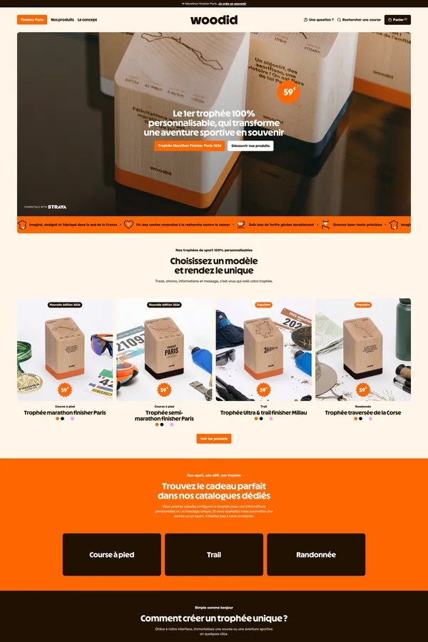 Trophée en bois personnalisé — Woodid - Ecommerce design inspiration