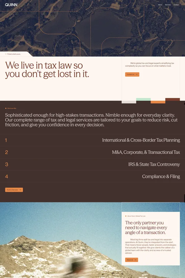 Quinn Global Tax Law | International Tax & Legal Advisory Firm - Landing design inspiration