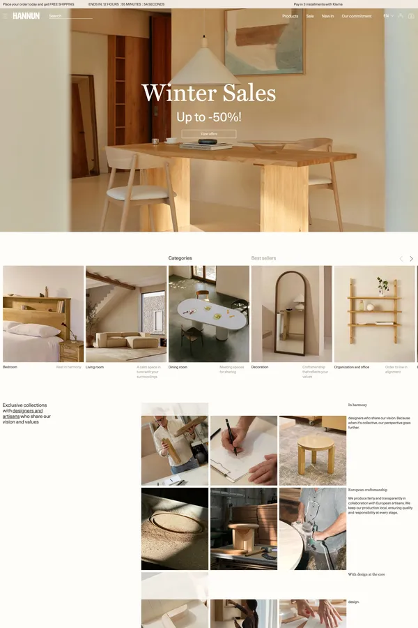 Hannun | Muebles de madera que cuidan del planeta – HANNUN - Ecommerce design inspiration