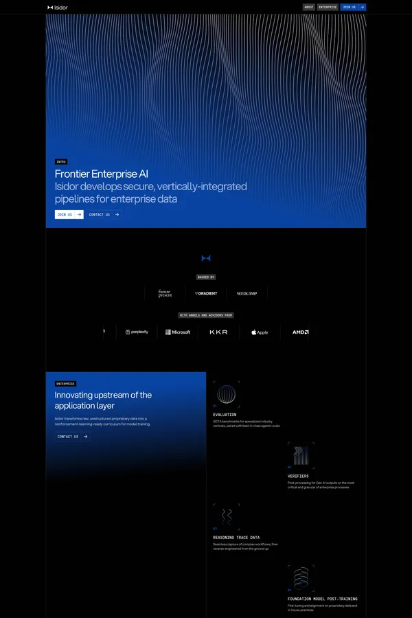 Isidor | Frontier Enterprise AI - Landing design inspiration