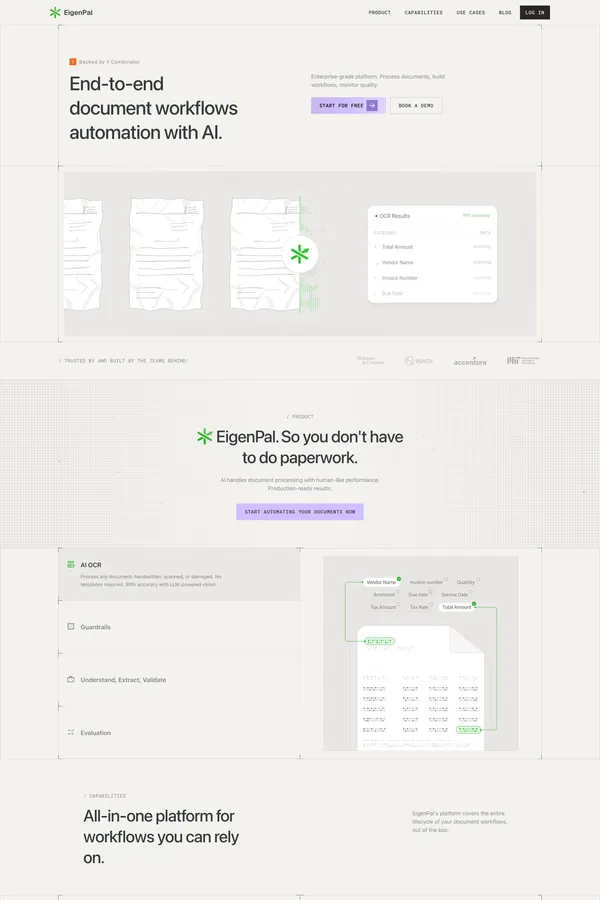 EigenPal - AI Document Automation Platform - Landing design inspiration