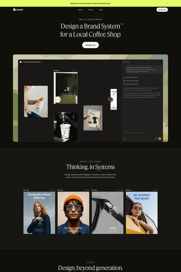 Lovart: The World's First AI Design Agent | Automated Graphic Design Platform - Landing design inspiration