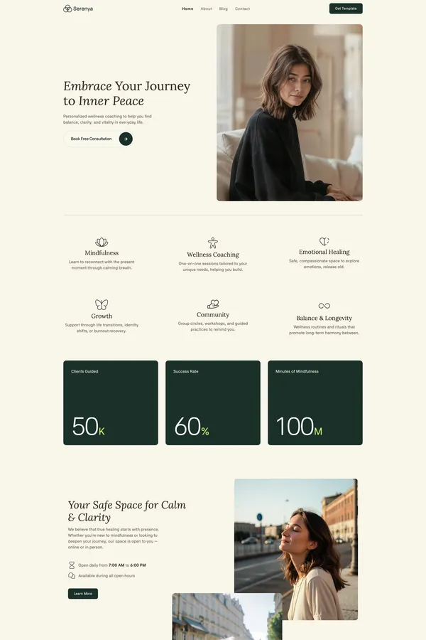 Serenya - Webflow HTML website template - Template design inspiration