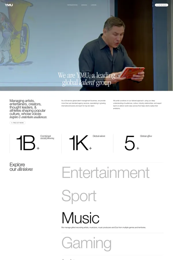 YMU | Elite Talent Management Agency - Portfolio design inspiration