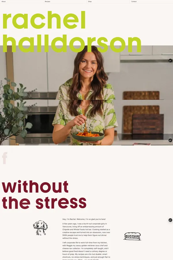 Rachel Halldorson - Recipe Creator - Landing design inspiration