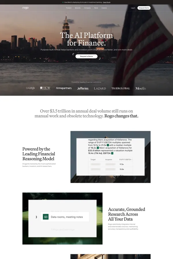 Rogo | Secure AI for Finance Professionals - Landing design inspiration