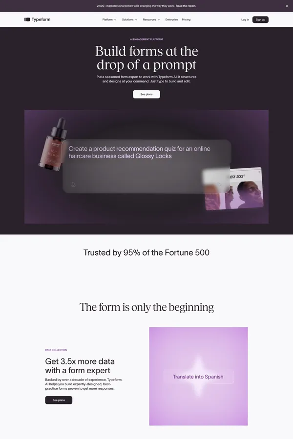 Typeform: People-Friendly Forms and Surveys - Landing design inspiration