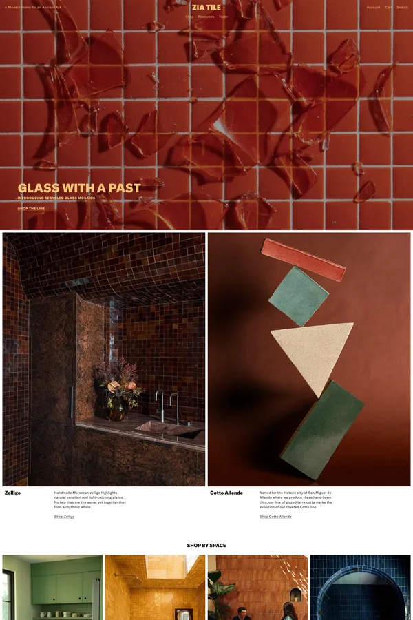 Zia Tile | Handmade Artisanal Tile and Stone from Around the World - Ecommerce design inspiration