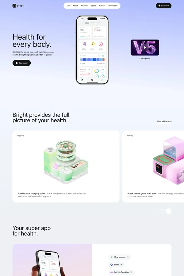 Bright OS | Your Super App for Health - Landing design inspiration