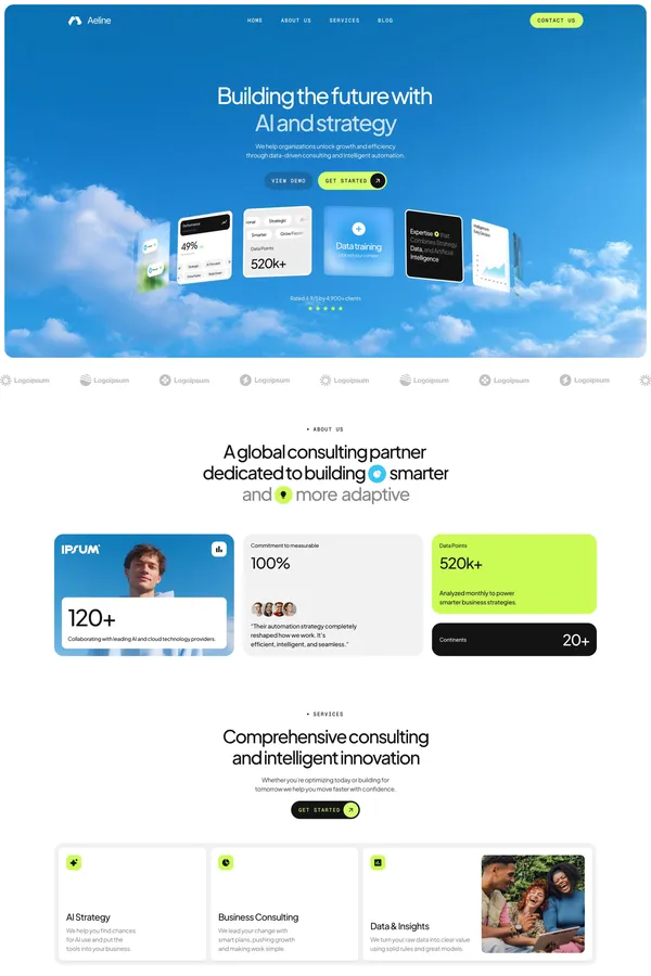 Aeline AI Template - Template design inspiration