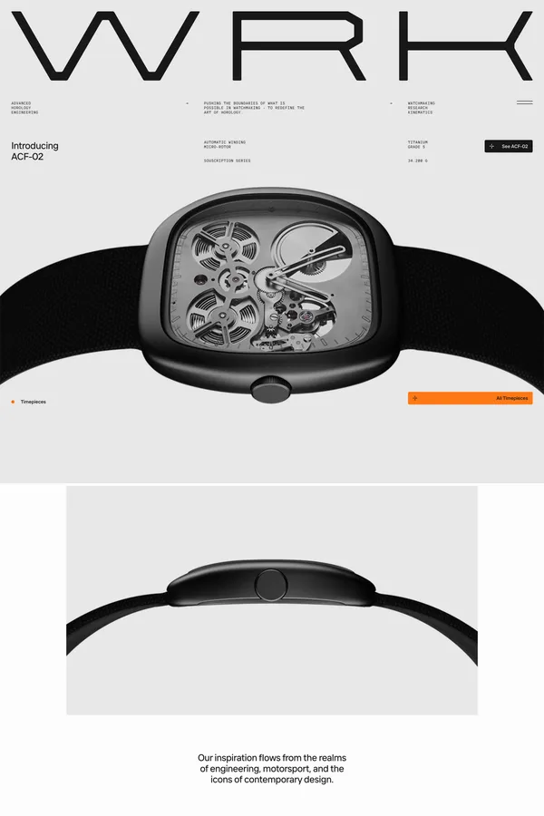 Advanced Horology Engineering | WRK | Swiss Made - Landing design inspiration