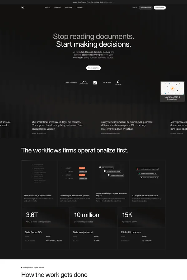 V7 Go | AI for Private Equity & Finance - Landing design inspiration