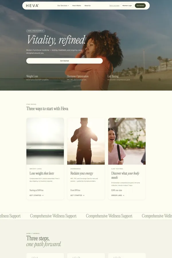 Modern Functional Medicine | Heva Health - Landing design inspiration