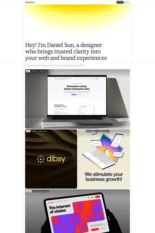 Daniel Sun | Web & brand designer for SaaS and Web3 founders - Portfolio design inspiration